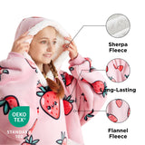 Sherpa Fleece Printed Short Wearable Blanket Hoodie