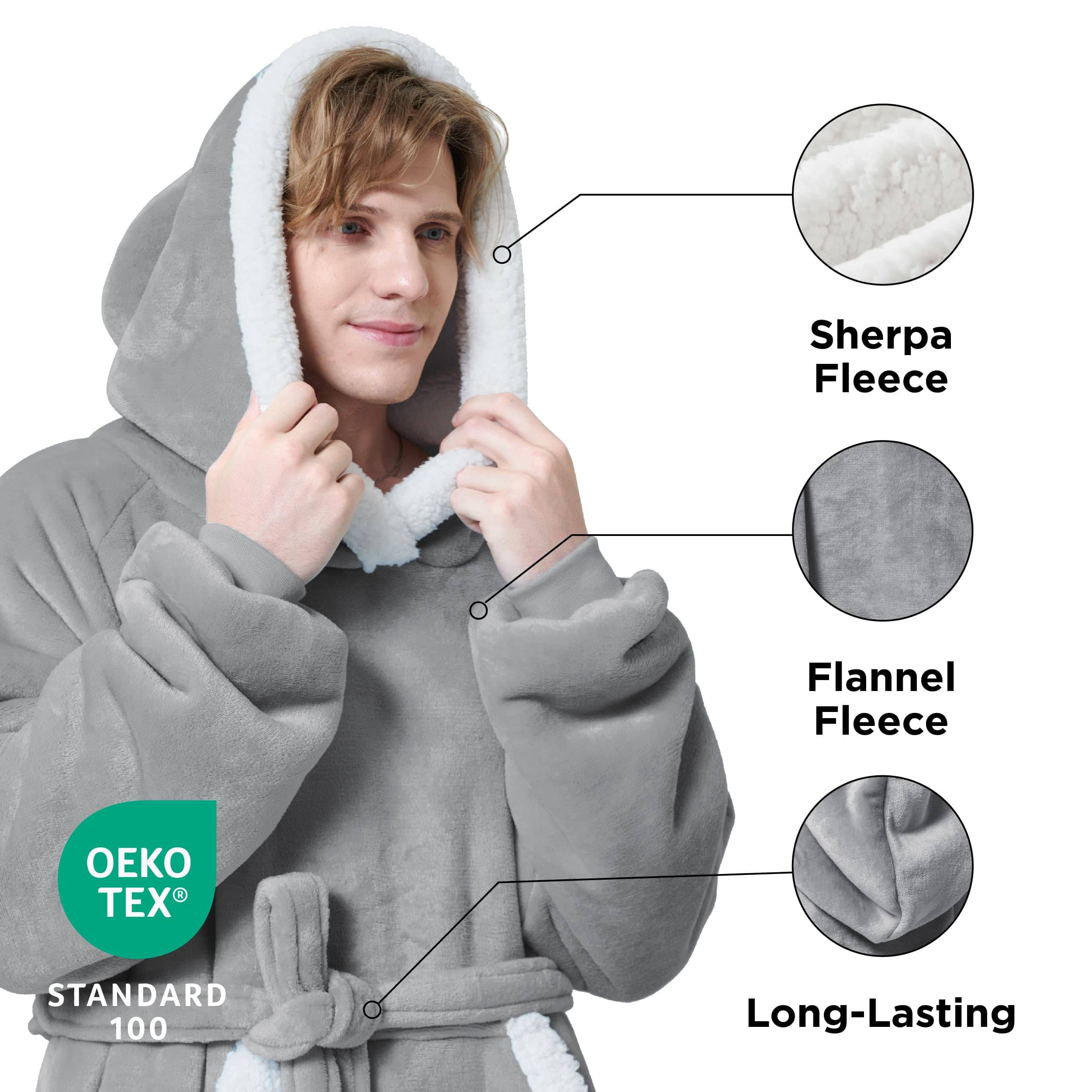 Sherpa Fleece Long Blanket Hoodie