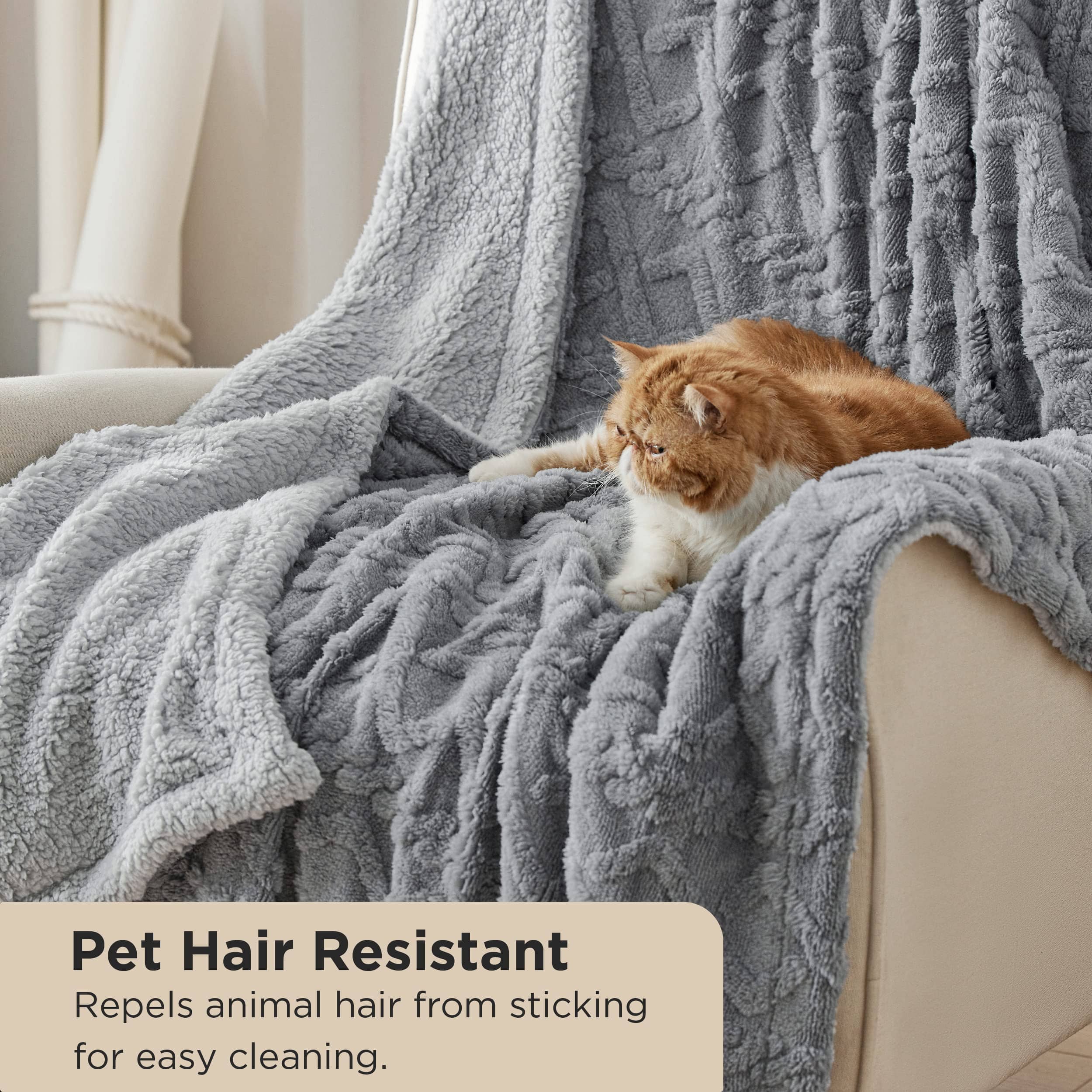Faux-Sherpa Pet Blanket with Plush Toy