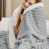 Bedsure Jacquard Stripes Shaggy Sherpa Blanket