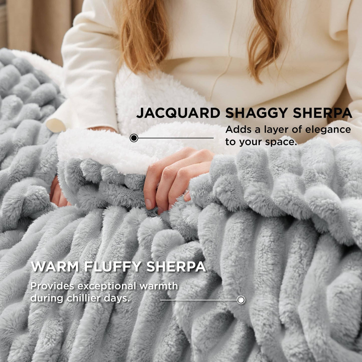 Jacquard Stripes Shaggy Sherpa Blanket