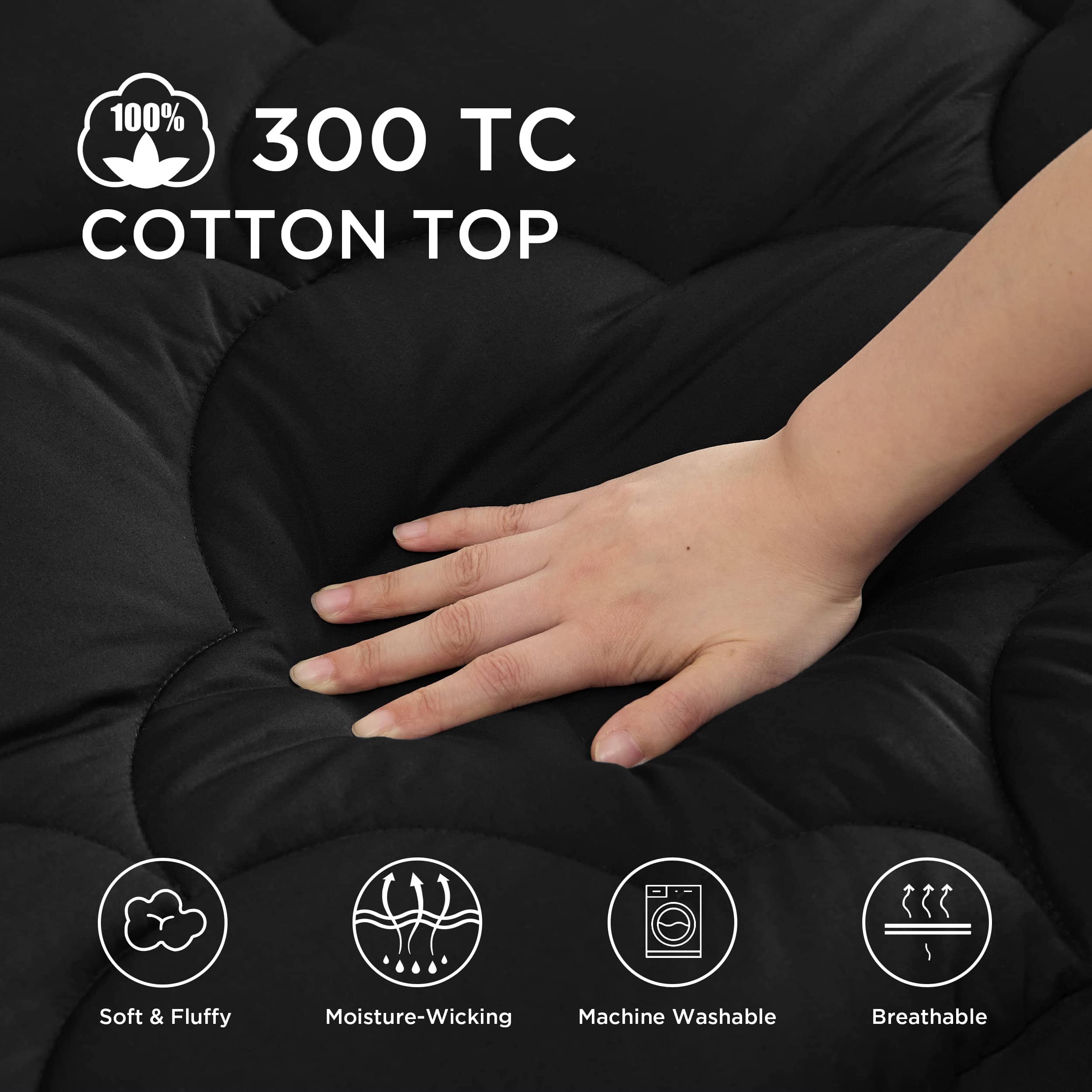 Machine Washable Fluffy Cotton Quilted Mattress Topper