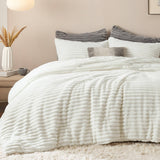 Bedsure Flannel Fleece Fluffy Comforter Set