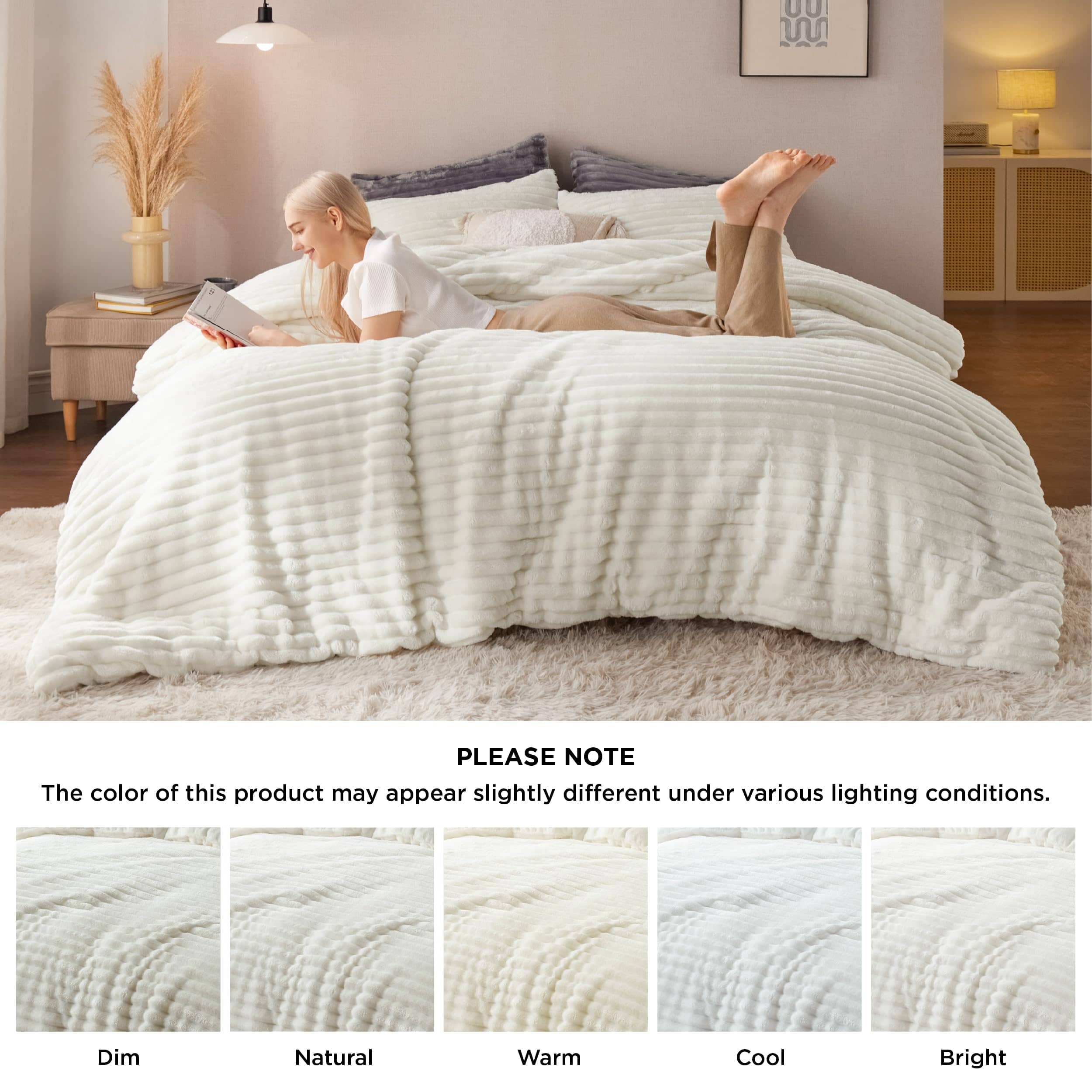 Bedsure Flannel Fleece Fluffy Comforter Set