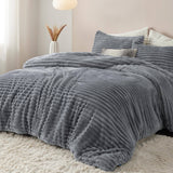 Bedsure Flannel Fleece Fluffy Comforter Set