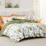 Bedsure 100% Cotton Reversible Floral Duvet Cover Set