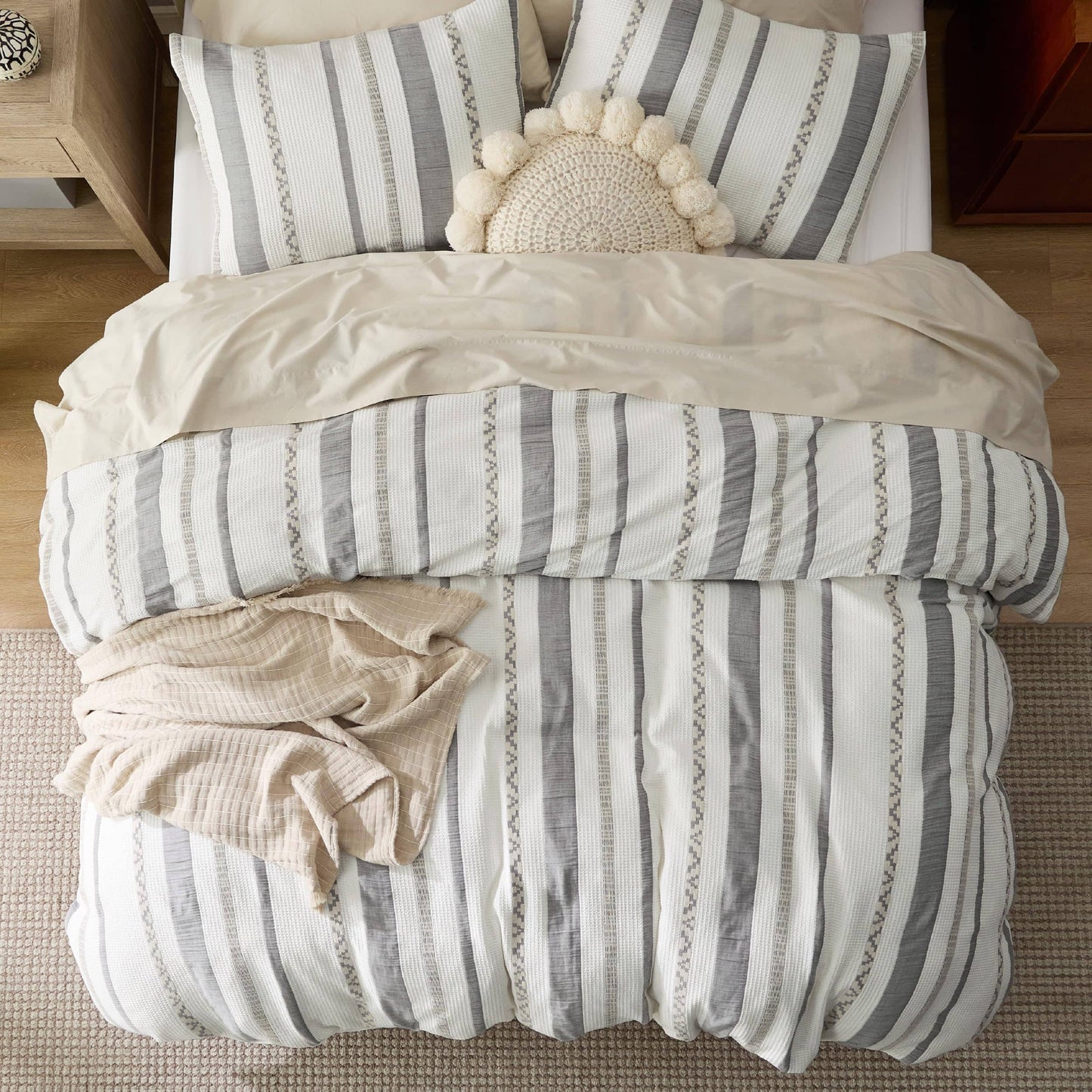 Cotton Boho Waffle Weave Duvet Cover Set
