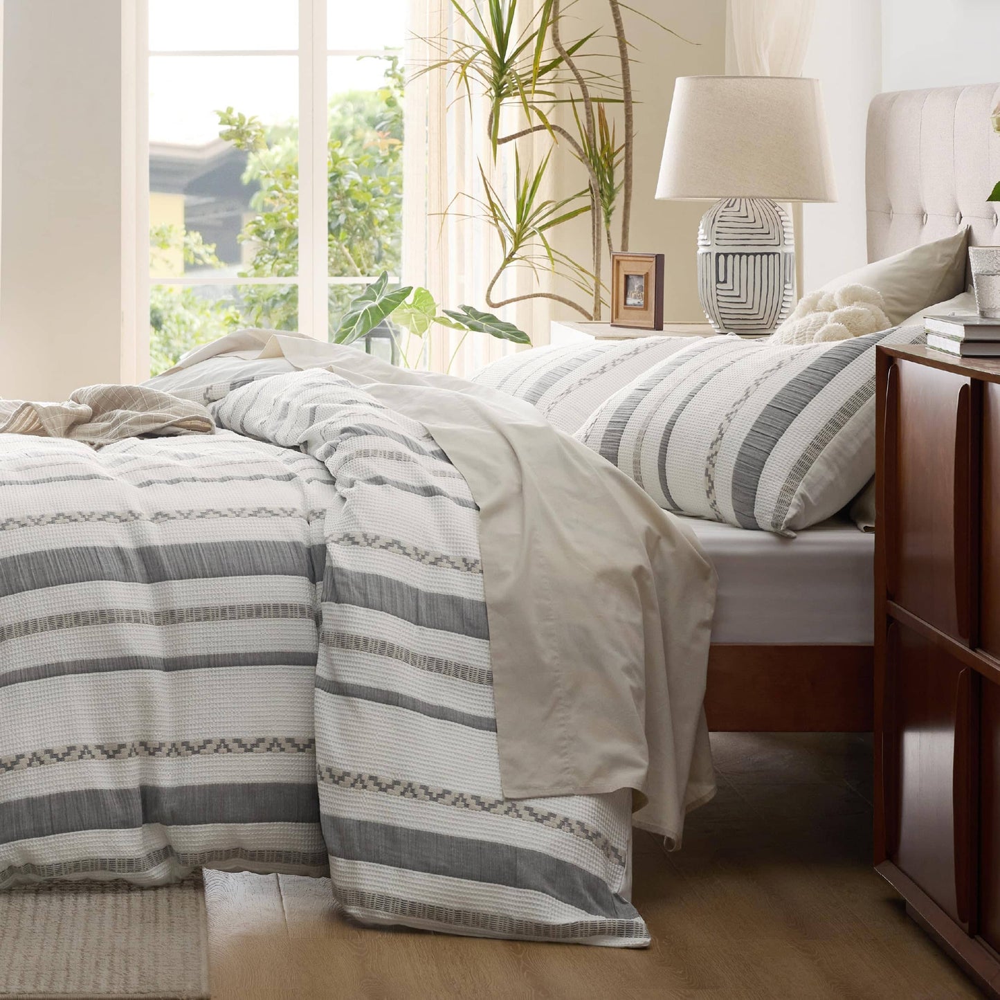 Cotton Boho Waffle Weave Duvet Cover Set