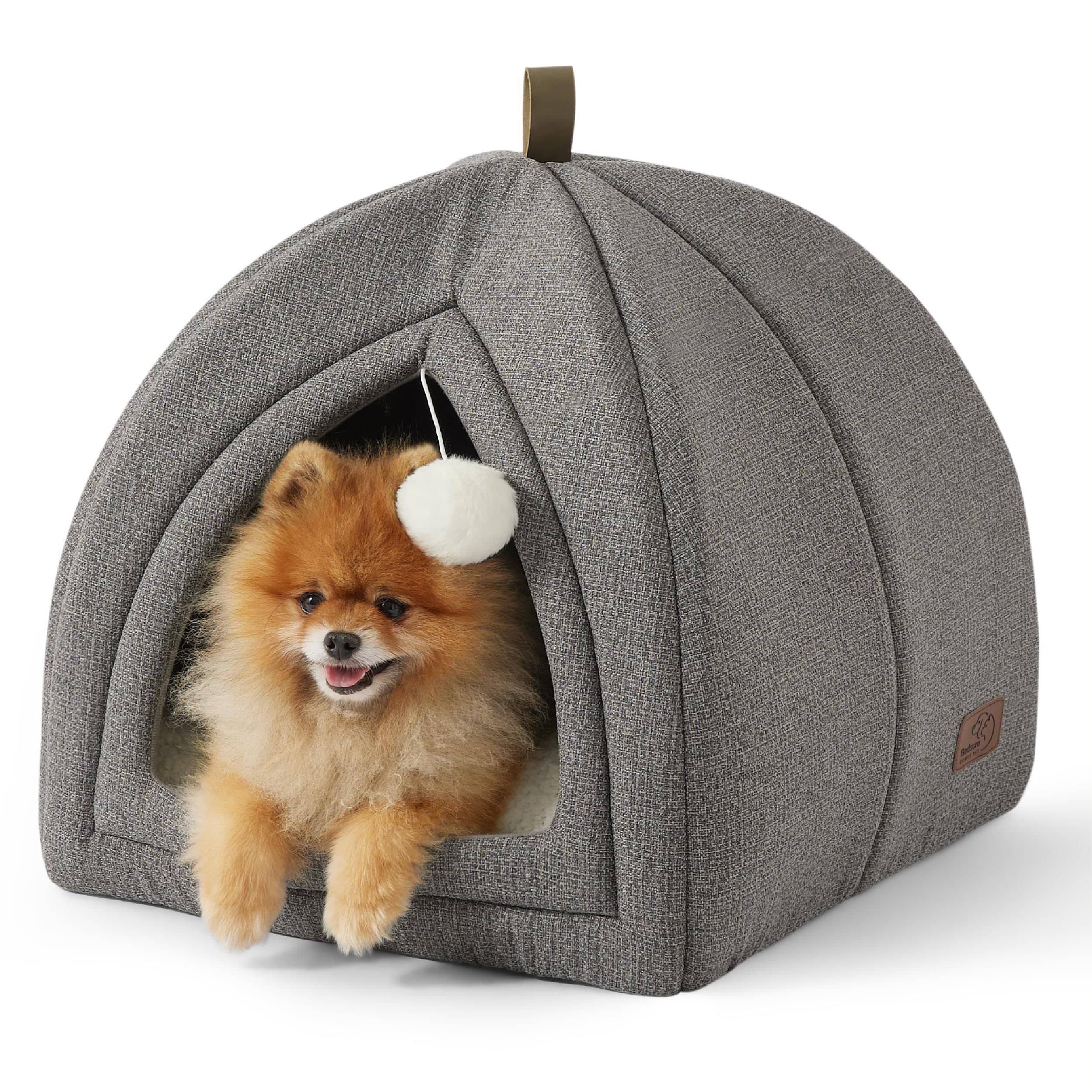 Faux-Linen Cat Dog Tent