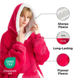 Sherpa Fleece Long Blanket Hoodie