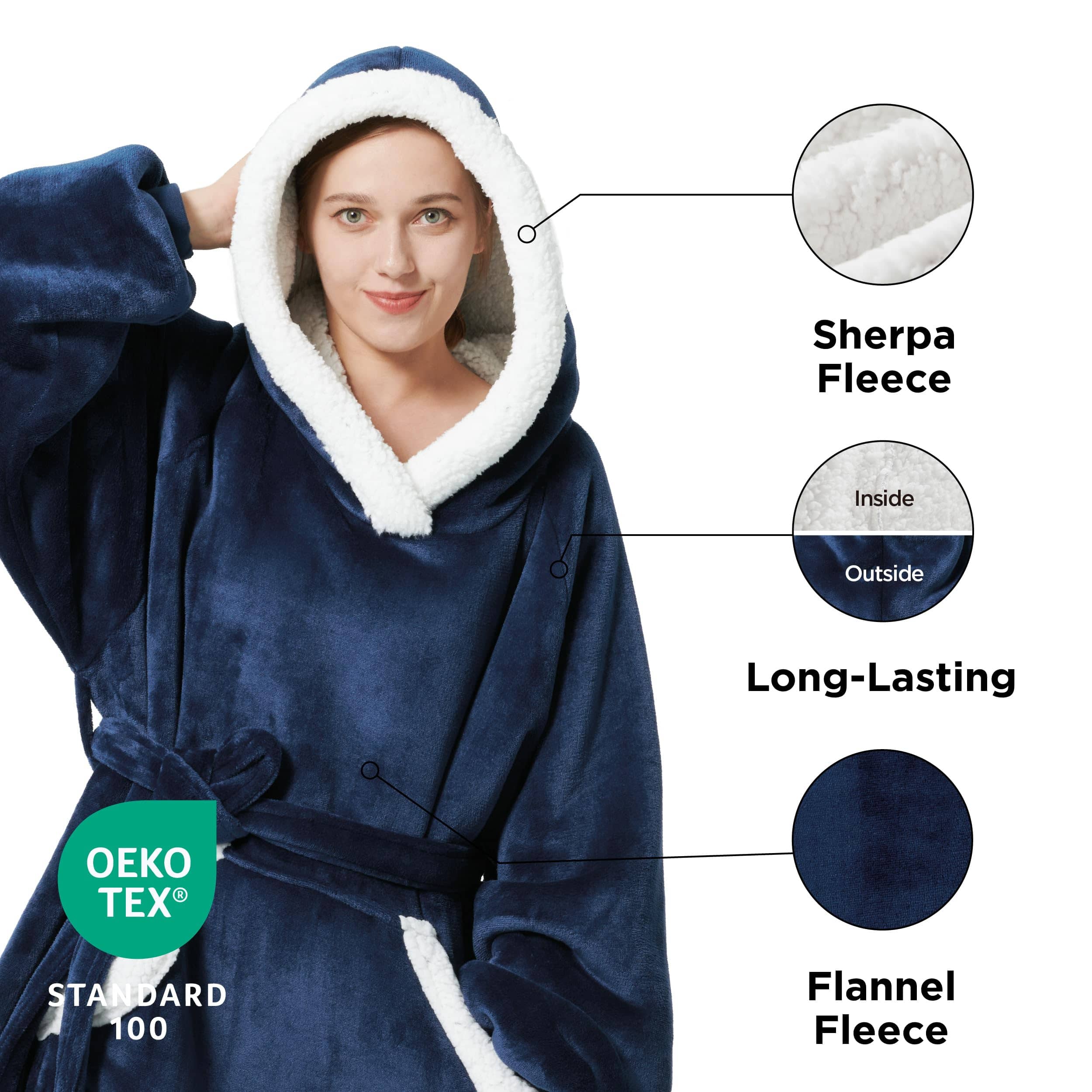 Sherpa Fleece Long Blanket Hoodie