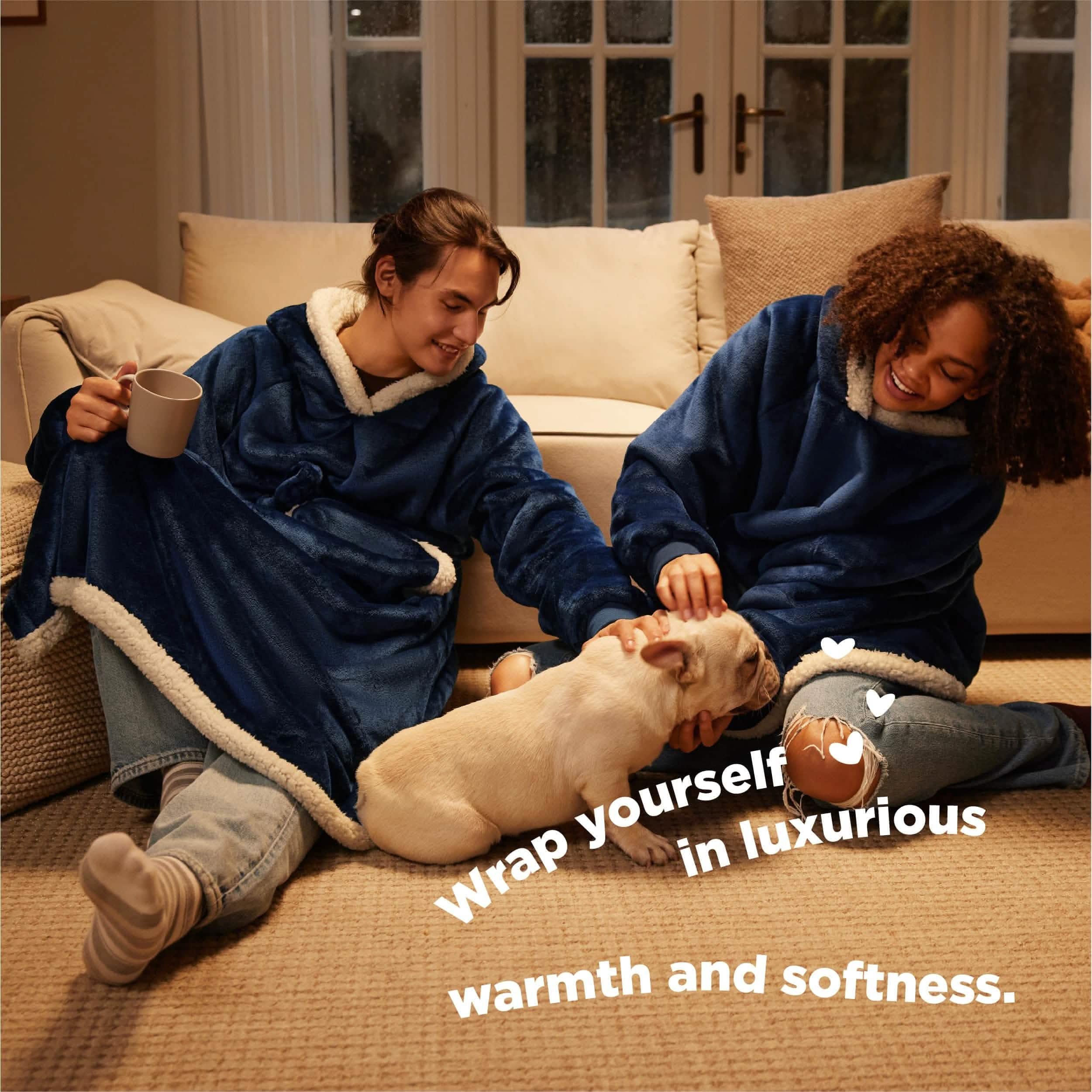 Sherpa Fleece Long Blanket Hoodie