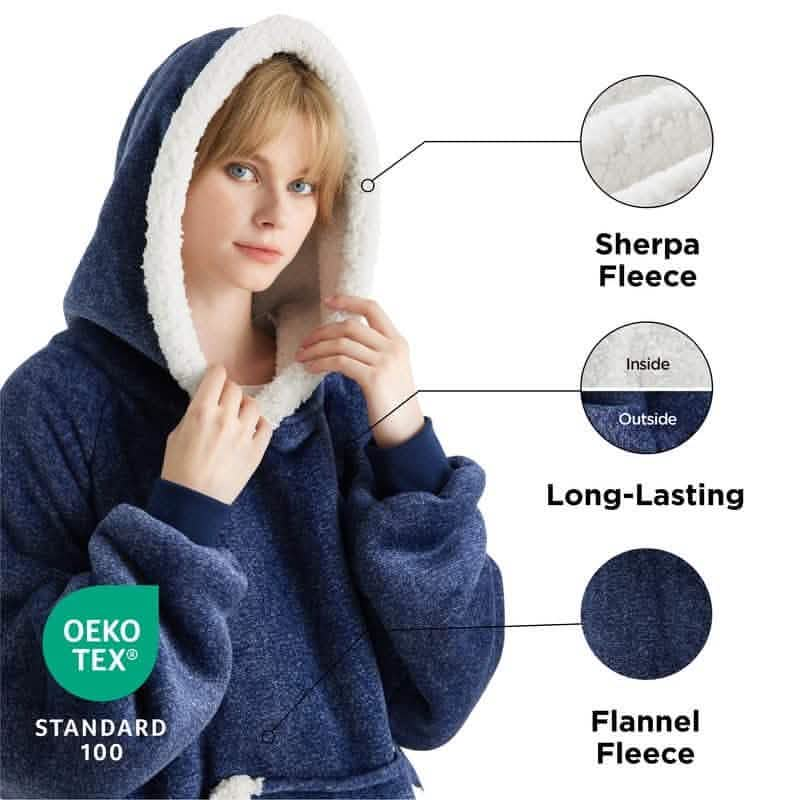 Sherpa Fleece Long Blanket Hoodie