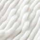 GentleSoft white polyester blanket close-up showing plush ribbed texture, emphasizing softness and material.