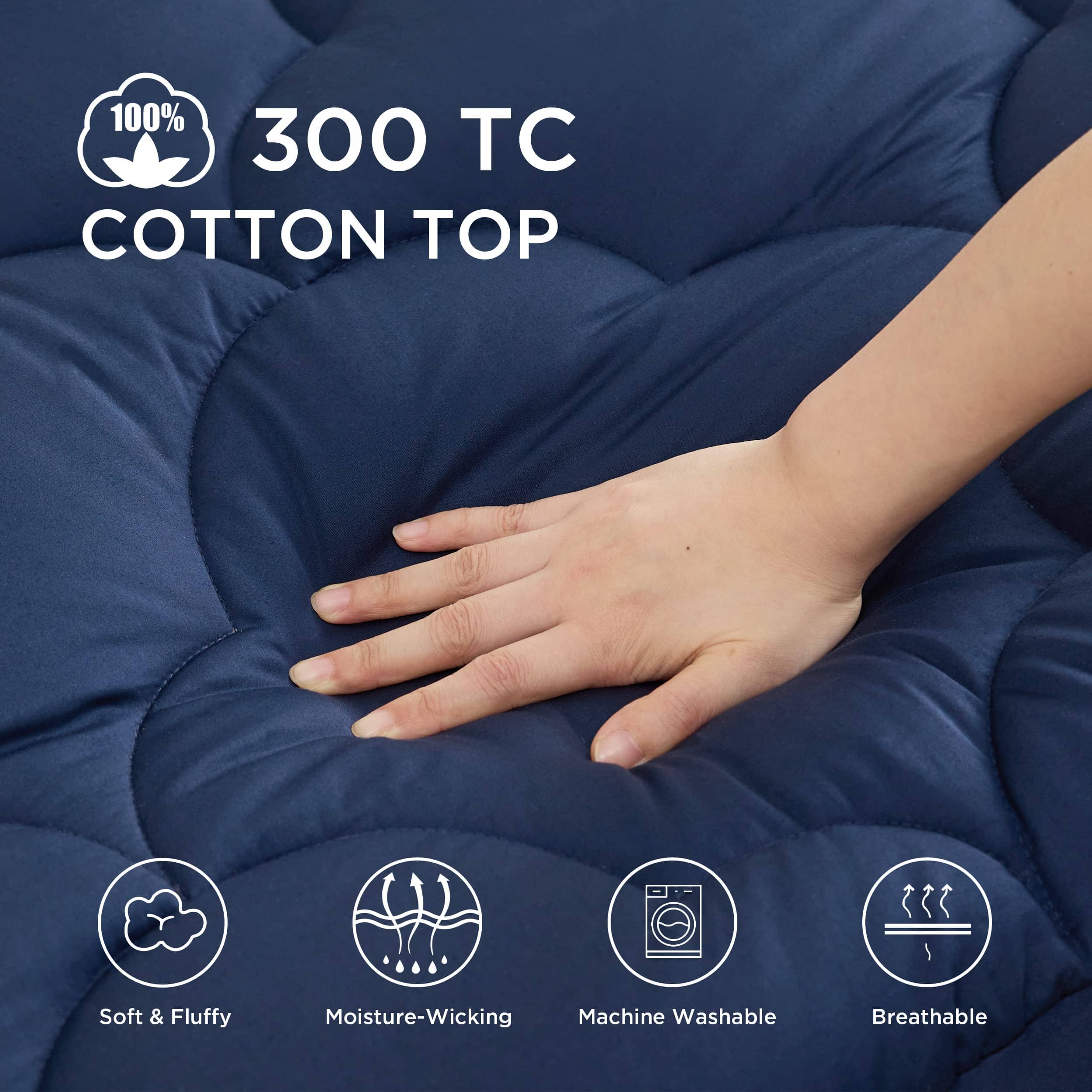 Machine Washable Fluffy Cotton Quilted Mattress Topper