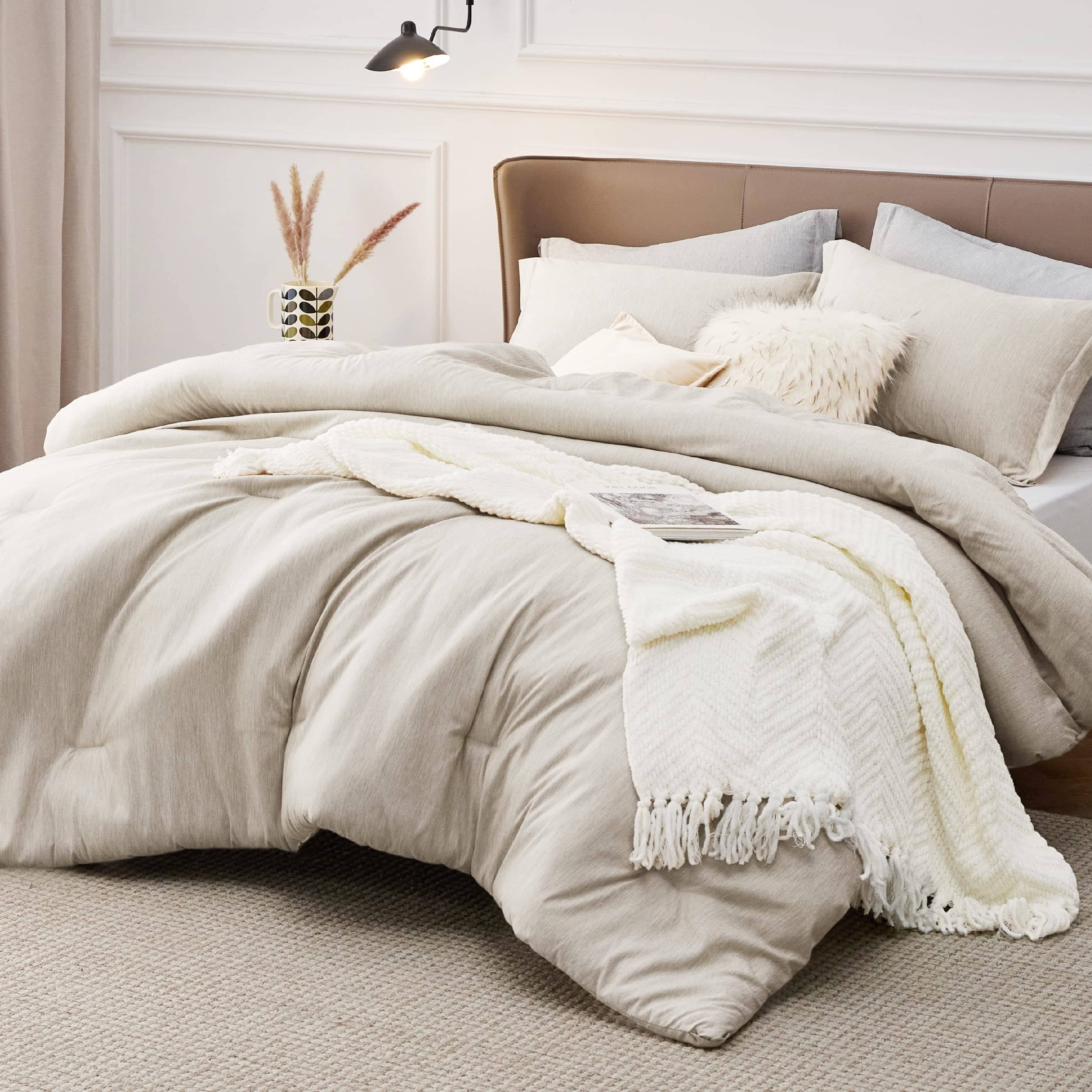 JML 8-Piece Cationic Dyed Comforter Set – Soft Microfiber, Breathable Down Alternative, Bed In A Bag