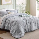 Embroidery Boho Cationic Dyeing Comforter Set