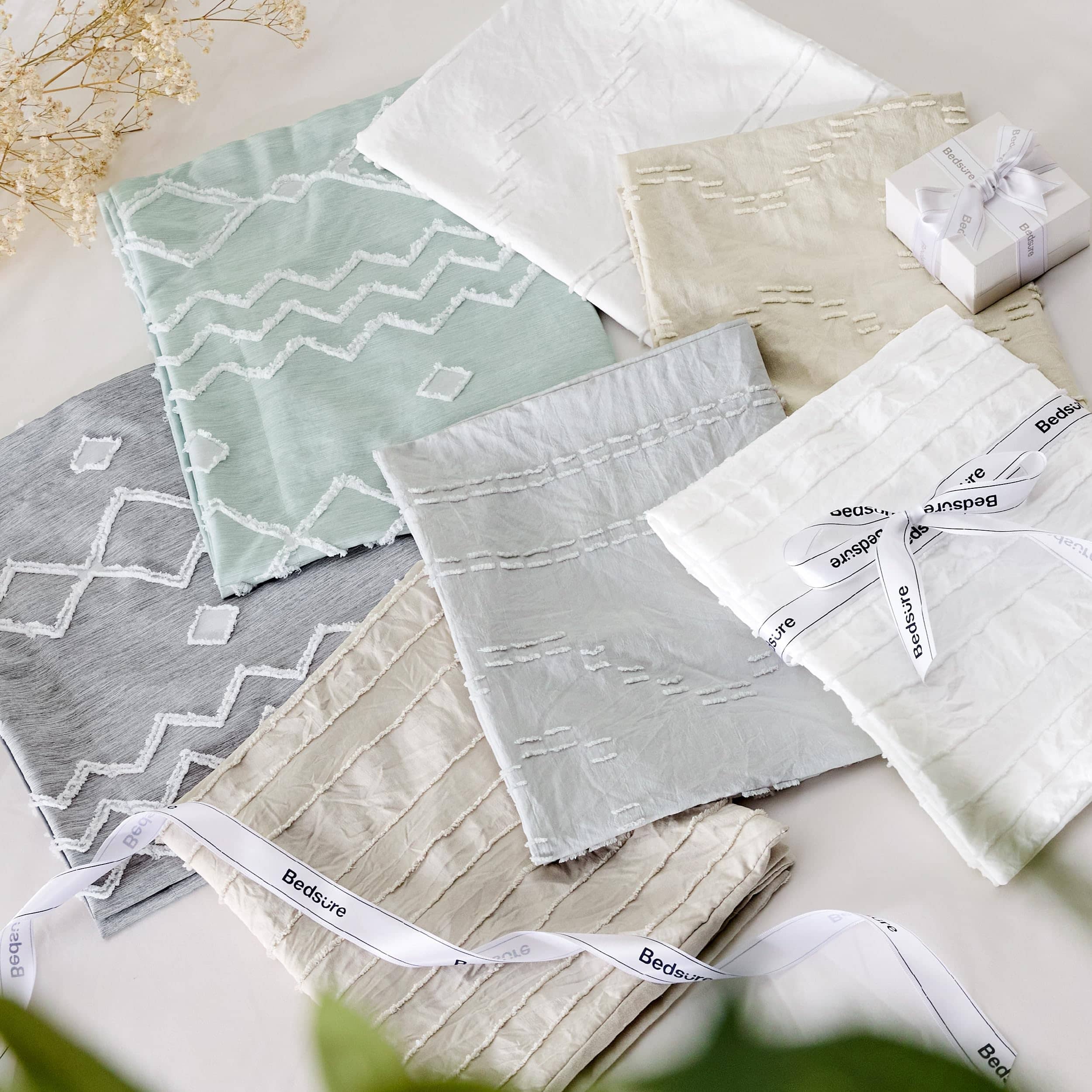 Embroidery Boho Striped Comforter Set