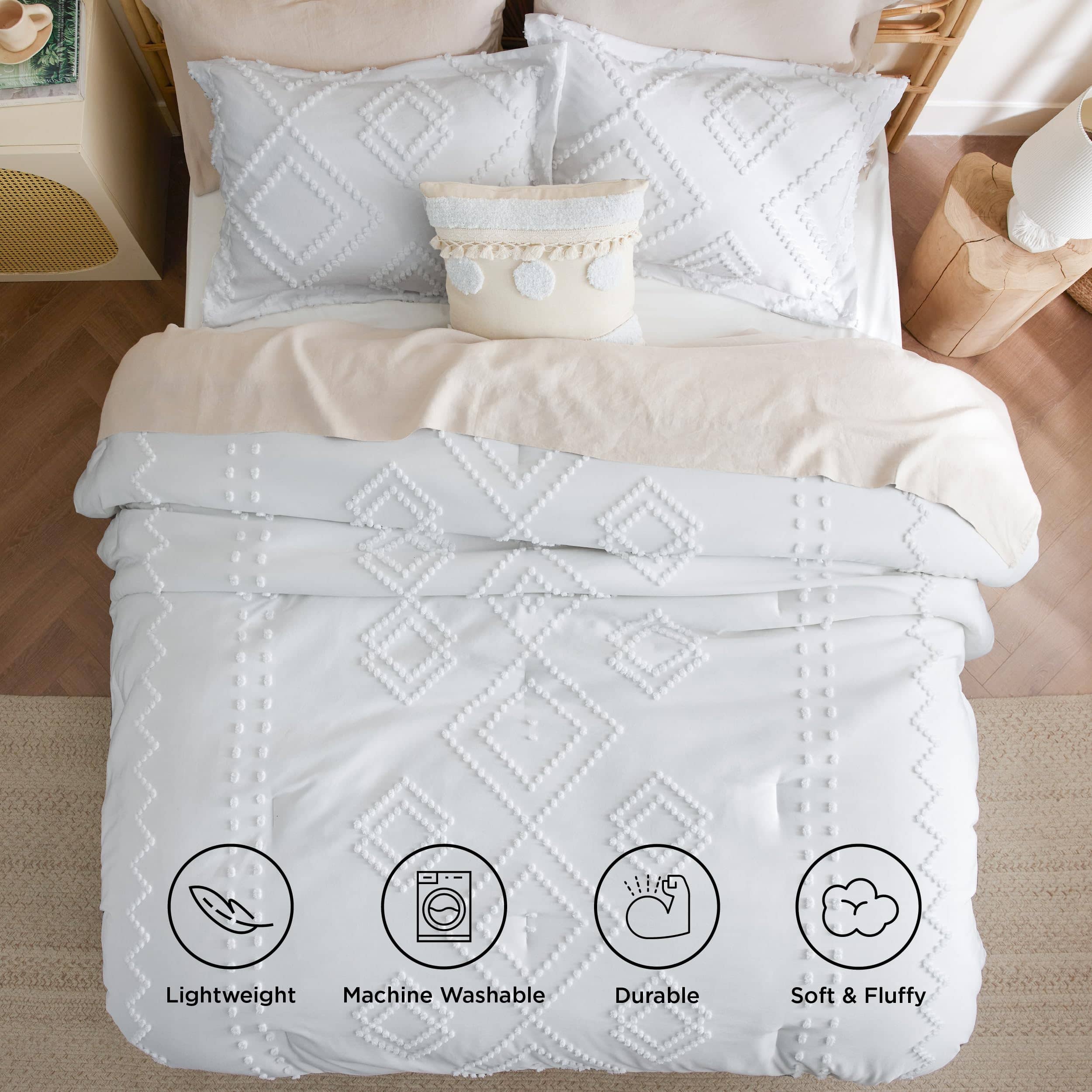 Embroidery Boho Geometric Comforter Set