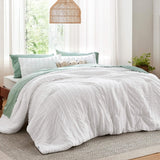 Embroidery Boho Striped Comforter Set