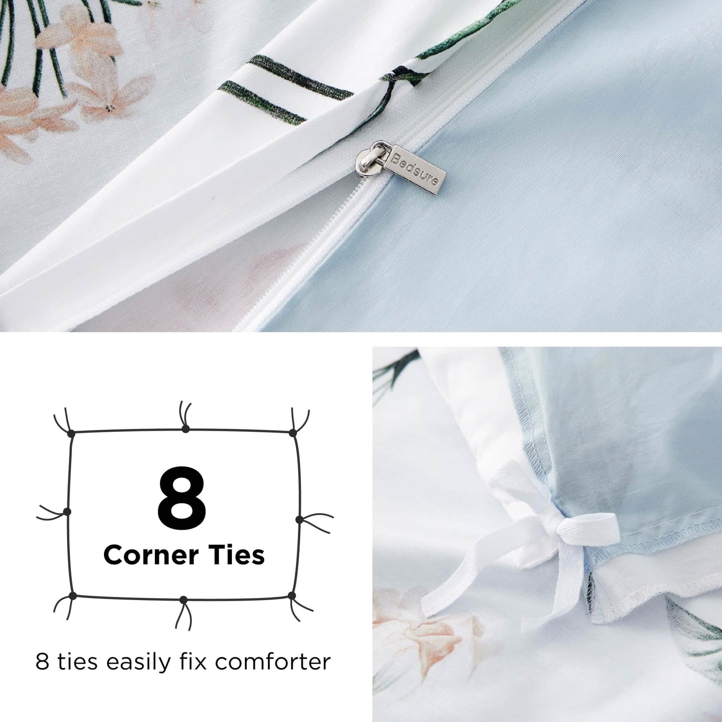 100% Cotton Reversible Floral Duvet Cover Set