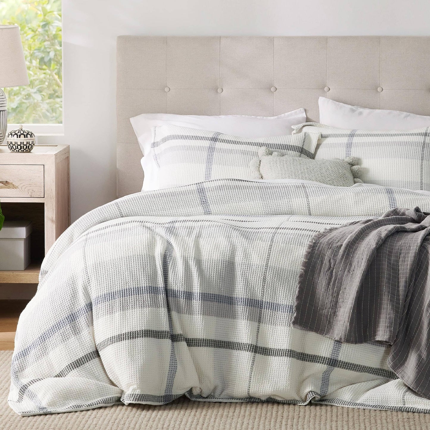 Cotton Boho Waffle Weave Duvet Cover Set