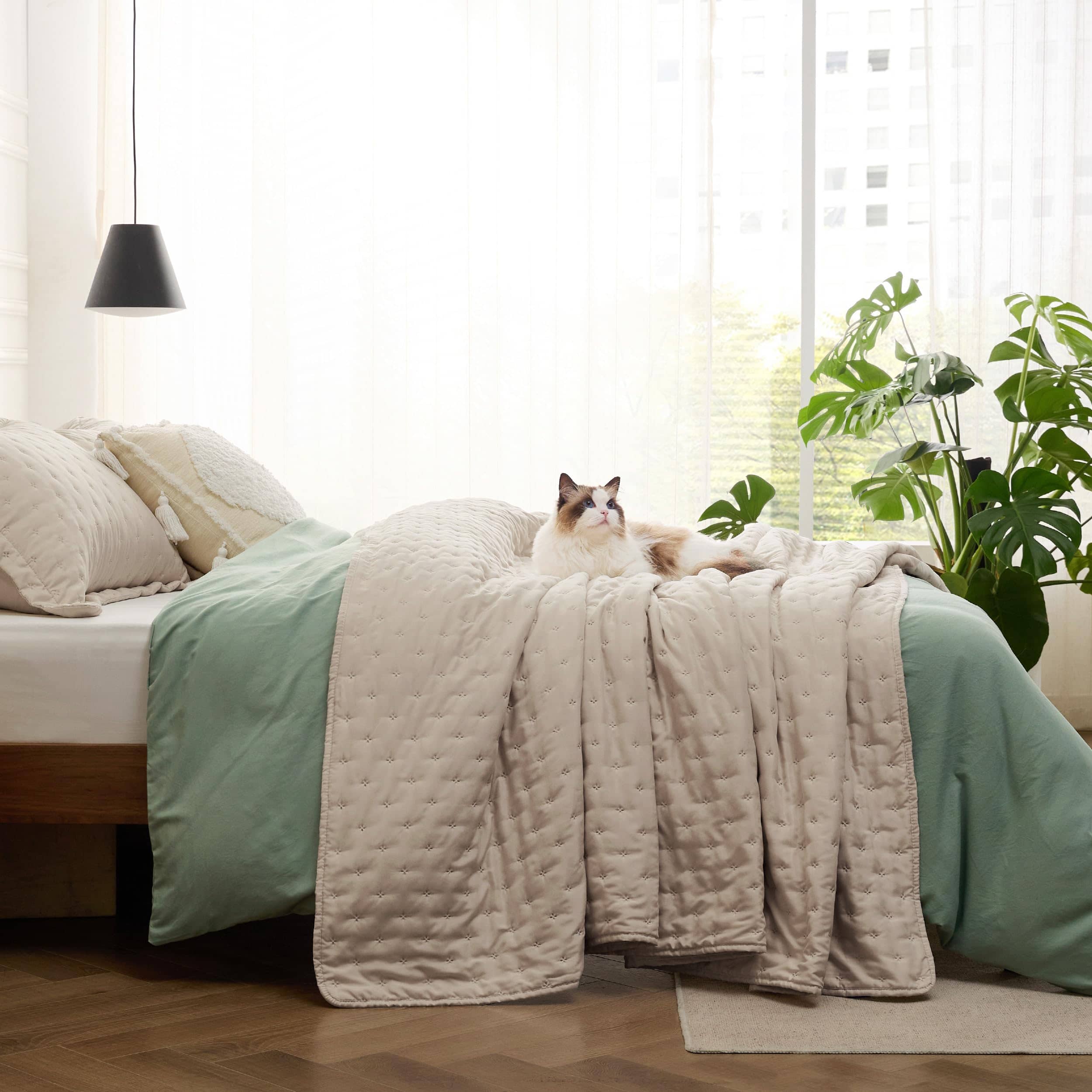 Bedsure King Size Comforter Set - Sage Green Comforter Set Reversible Floral  Bed