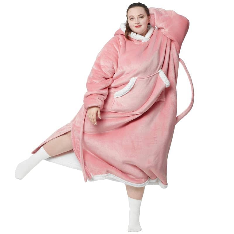 Sherpa Fleece Long Blanket Hoodie