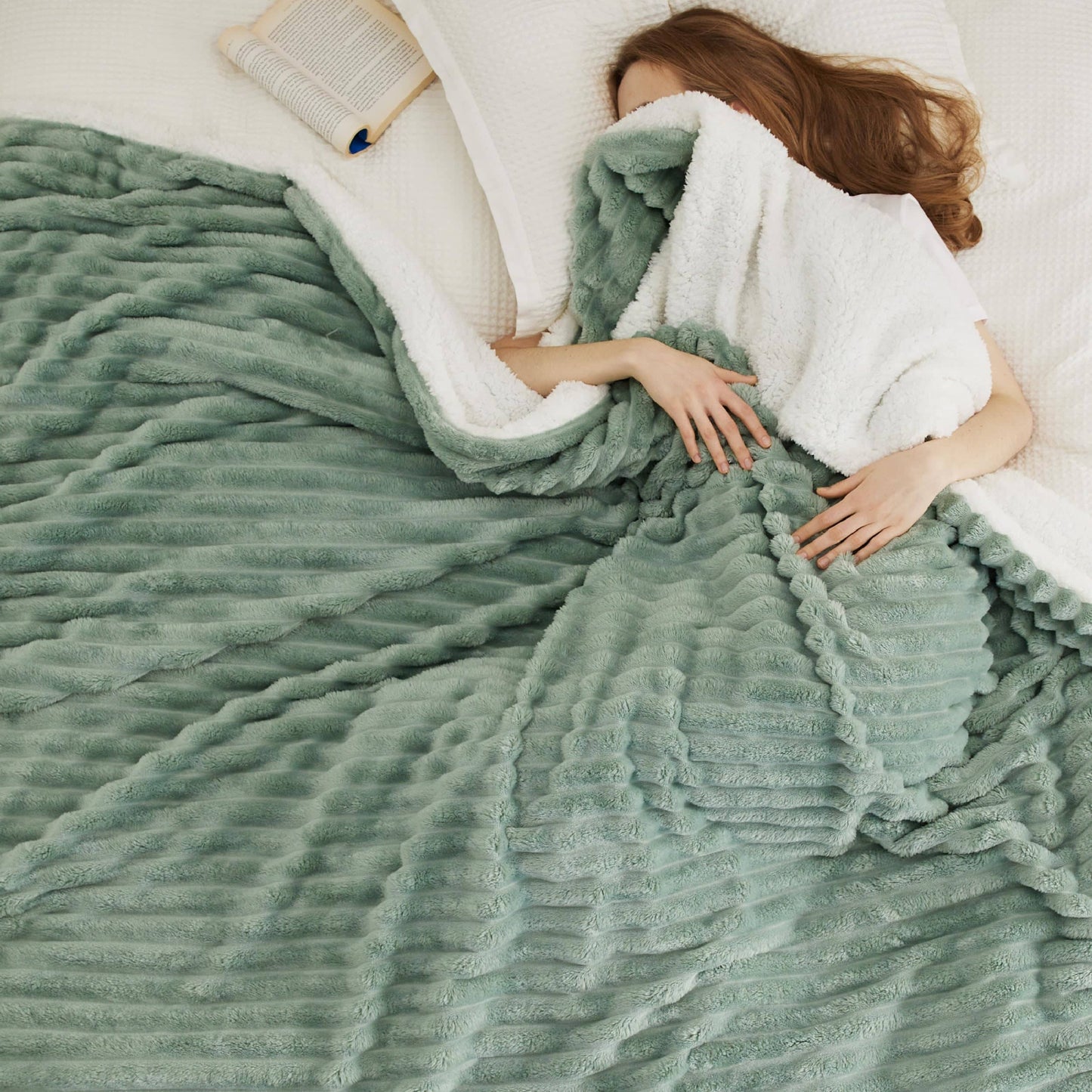 Jacquard Stripes Shaggy Sherpa Blanket