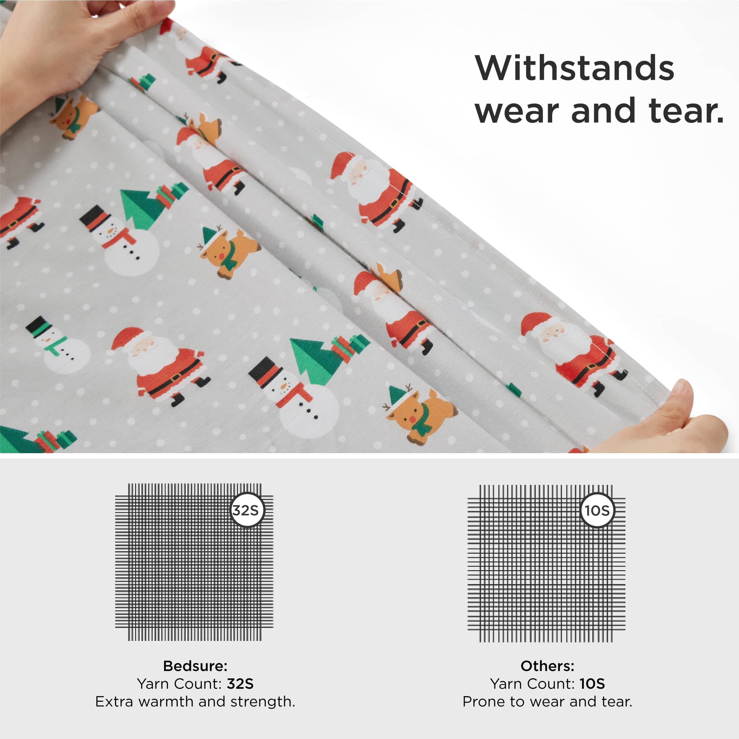 100% Cotton Christmas Santa Printed Flannel Sheet Set