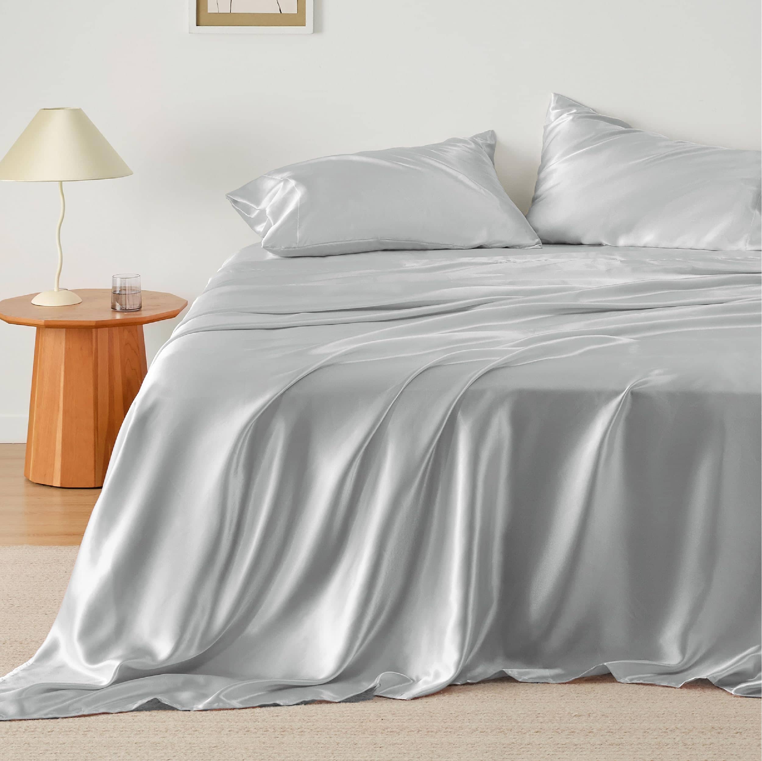 Bedsure Full Size Sheets Grey - Soft Sheets for Full Size Bed, 4 Pieces  Hotel Luxury Full Size Sheet Sets, Easy Care Polyester Microfiber Cooling  Bed