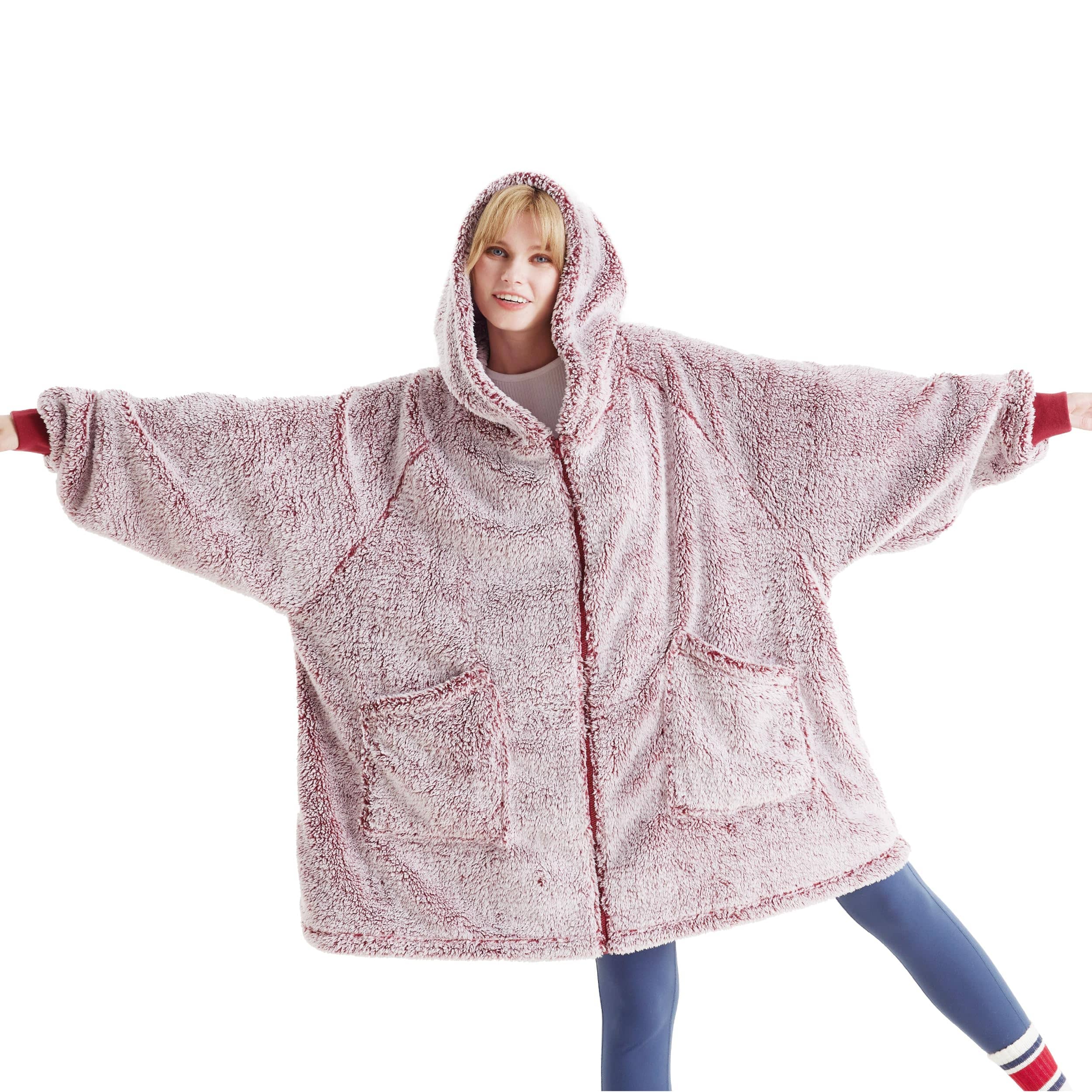 Topcee Oversized Wearable Blanket Sherpa Fleece Blanket Hoodie Comfortable  Soft Warm Thick Big Hooded Sweatshirt Hoodie Blanket - Cozy and Fuzzy