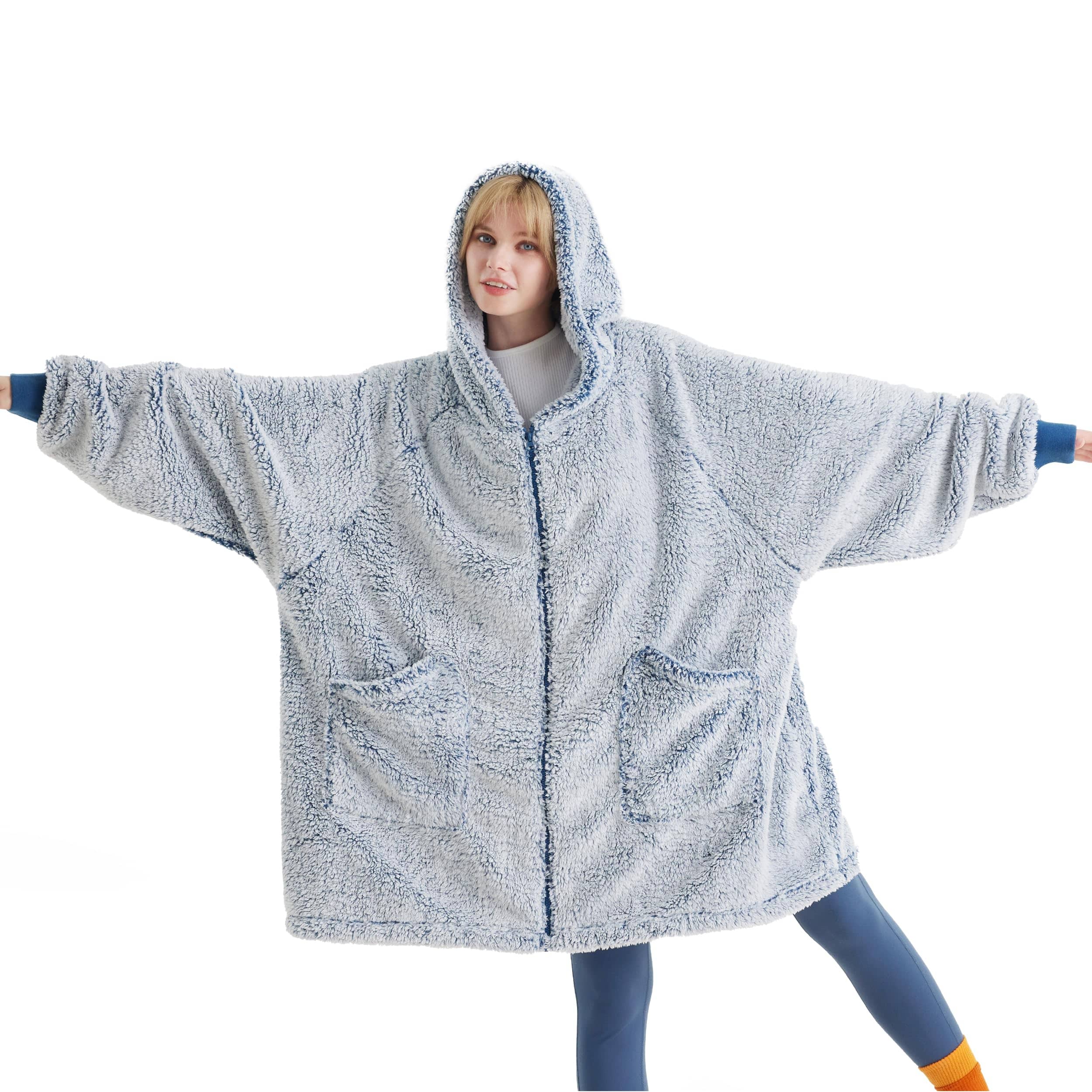 Bedsure Wearable Blanket Hoodie Gifts for Women - Cozy Sherpa Hoodie  Blanket Men, Warm Hooded Blanket Sweatshirt with Pockets for Adults