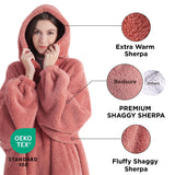 Fuzzy Sherpa Half-zipper Wearable Blanket Hoodie