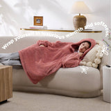 Fuzzy Sherpa Half-zipper Wearable Blanket Hoodie