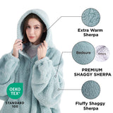 Fuzzy Sherpa Half-zipper Wearable Blanket Hoodie