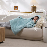 Fuzzy Sherpa Half-zipper Wearable Blanket Hoodie