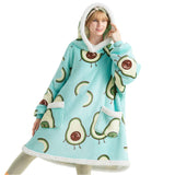 Sherpa Fleece Printed Short Wearable Blanket Hoodie