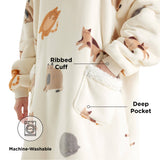 Sherpa Fleece Printed Short Wearable Blanket Hoodie