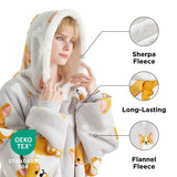 Sherpa Fleece Printed Short Wearable Blanket Hoodie