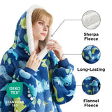 Sherpa Fleece Printed Short Wearable Blanket Hoodie