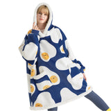 Sherpa Fleece Printed Short Wearable Blanket Hoodie