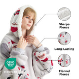 Sherpa Fleece Printed Short Wearable Blanket Hoodie