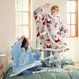 Sherpa Fleece Printed Short Wearable Blanket Hoodie