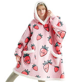 Sherpa Fleece Printed Short Wearable Blanket Hoodie