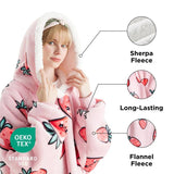 Sherpa Fleece Printed Short Wearable Blanket Hoodie