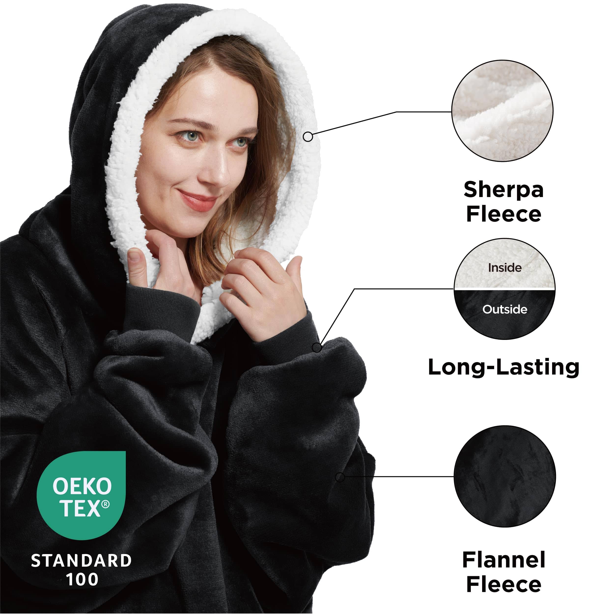  Bedsure Wearable Blanket Hoodie For Kid - Sherpa