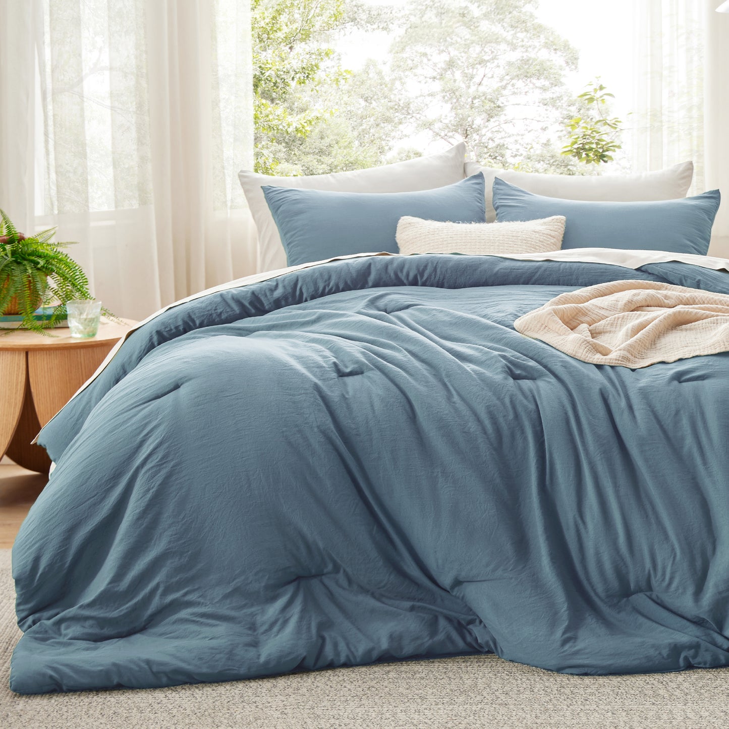 Prewashed Plain Comforter Set