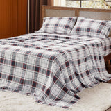 100% Cotton Tartan Plaid Printed Flannel Sheet Set