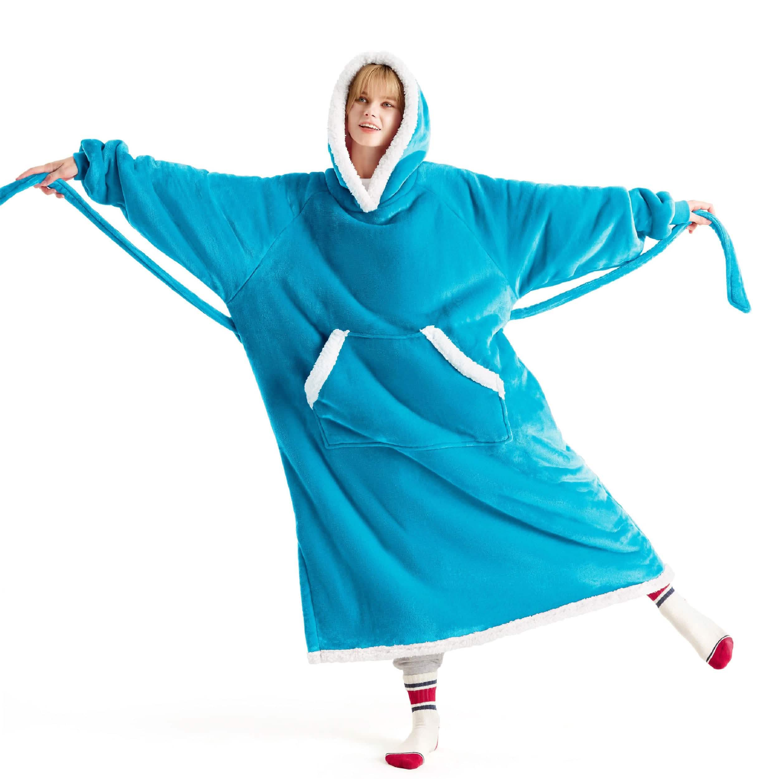 Sherpa Fleece Long Blanket Hoodie